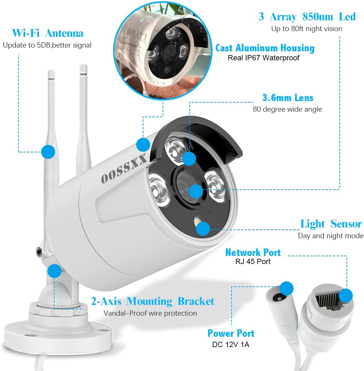 2K 3.0MP Wireless Security Camera System, 8 Channel NVR with 6TB HDD V49895