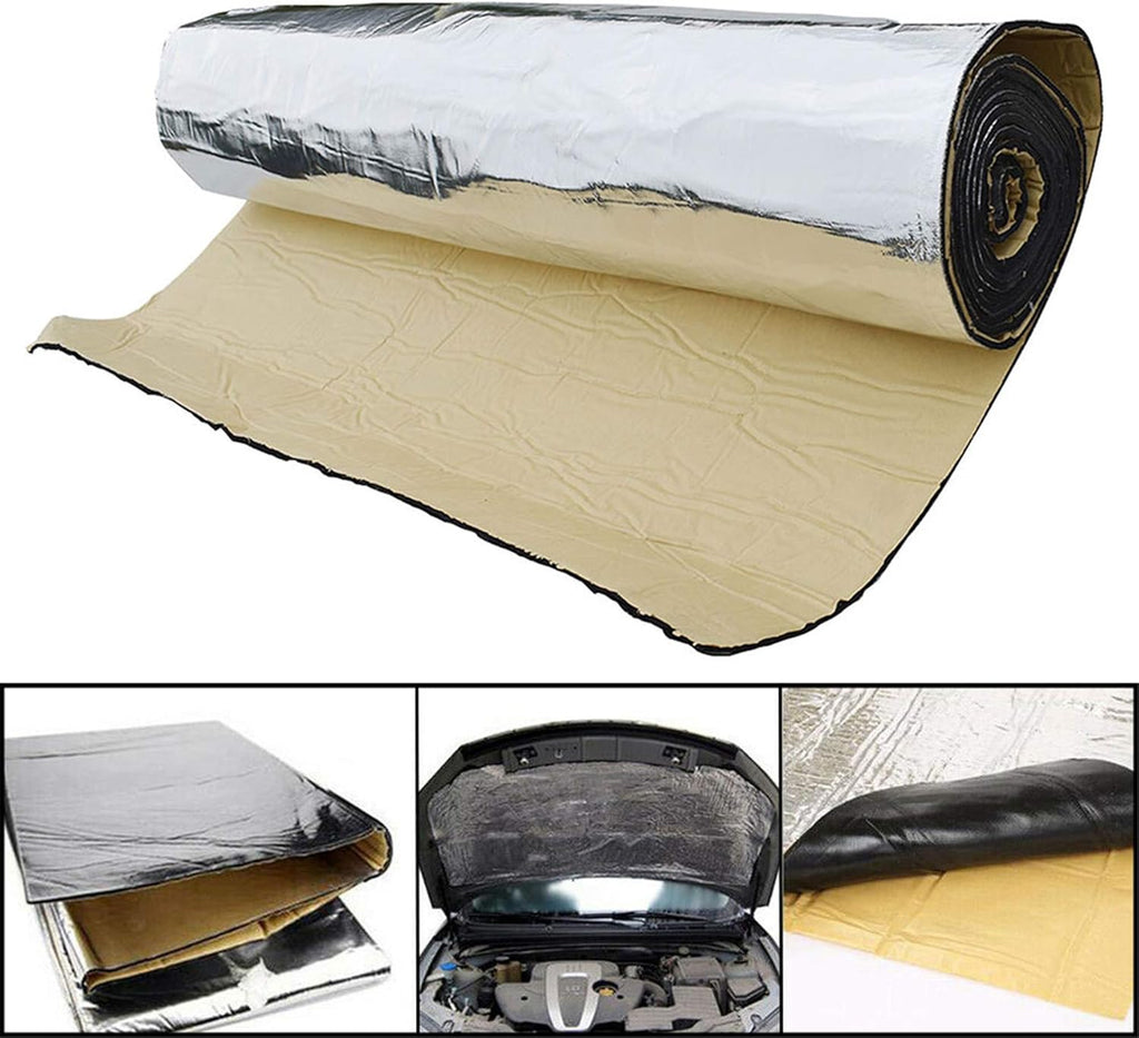 394mil 32.29sqft Car Heat Sound Deadener Insulation Mat Aluminum Fiber Pack of 2 O470002