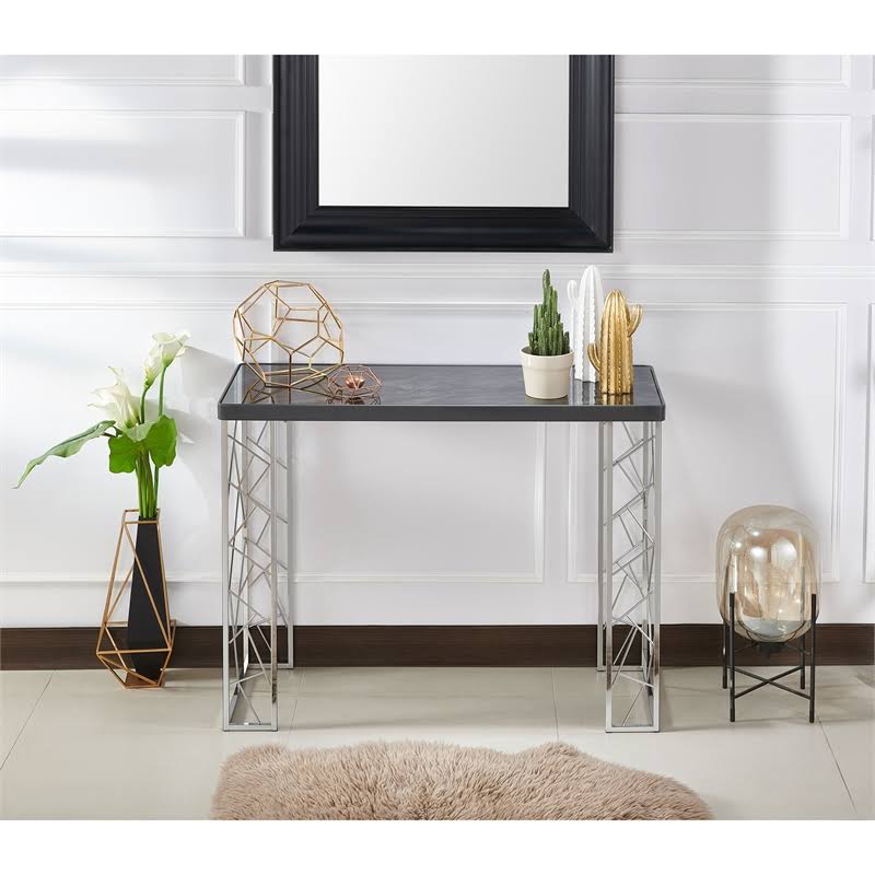 Metal Console Table in Black and Chrome P88423