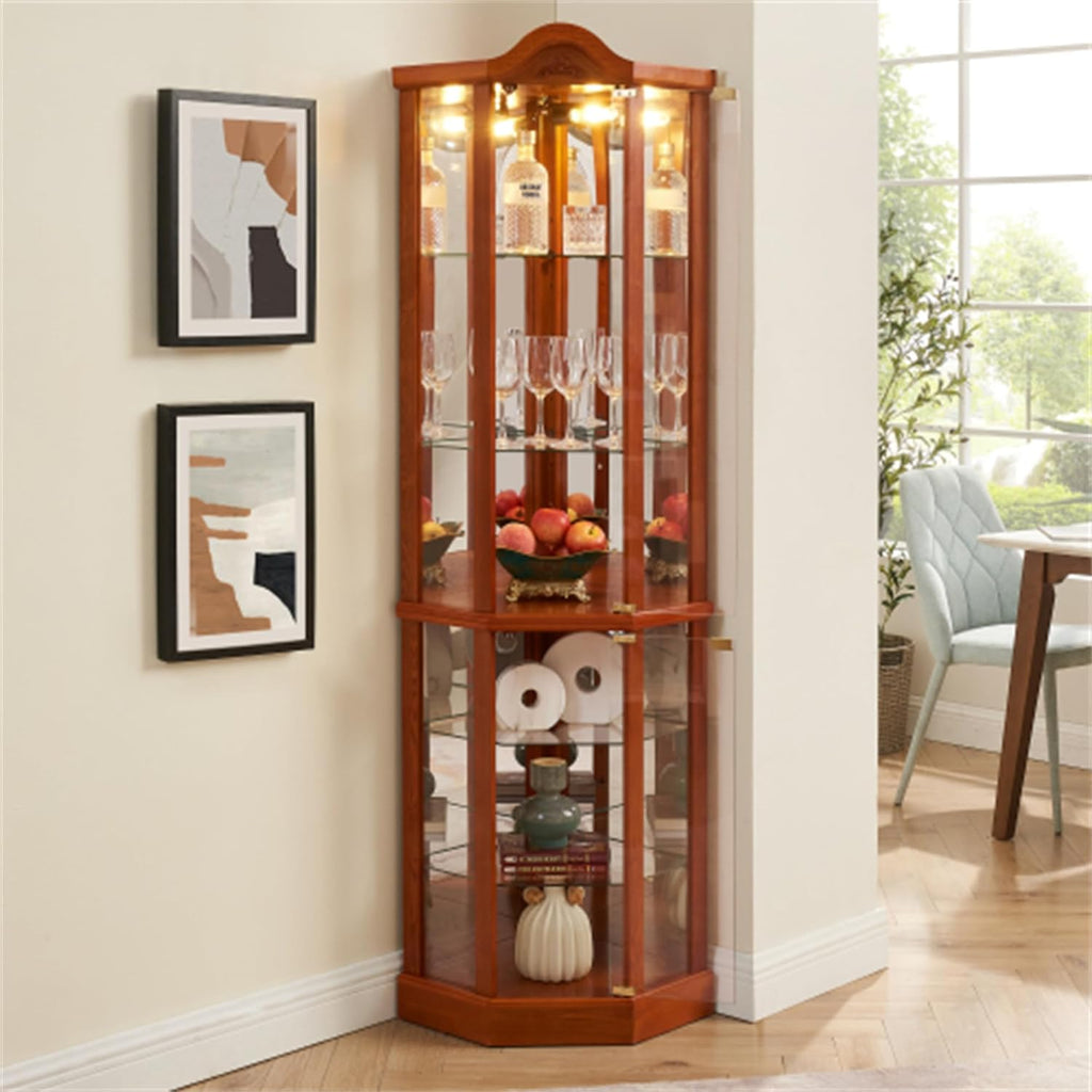 Curio Glass Corner Cabinet with Lights R3250
