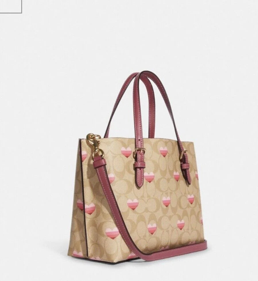 Heart Stripe Print Crossbody Tote V7527