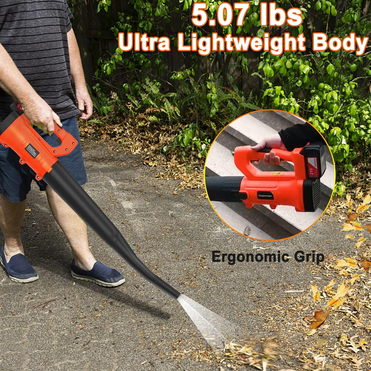 Cordless Electric Leaf Blower with Battery and Charger, 460CFM 170MPH 6 Speeds 21V 3.0AH X853374
