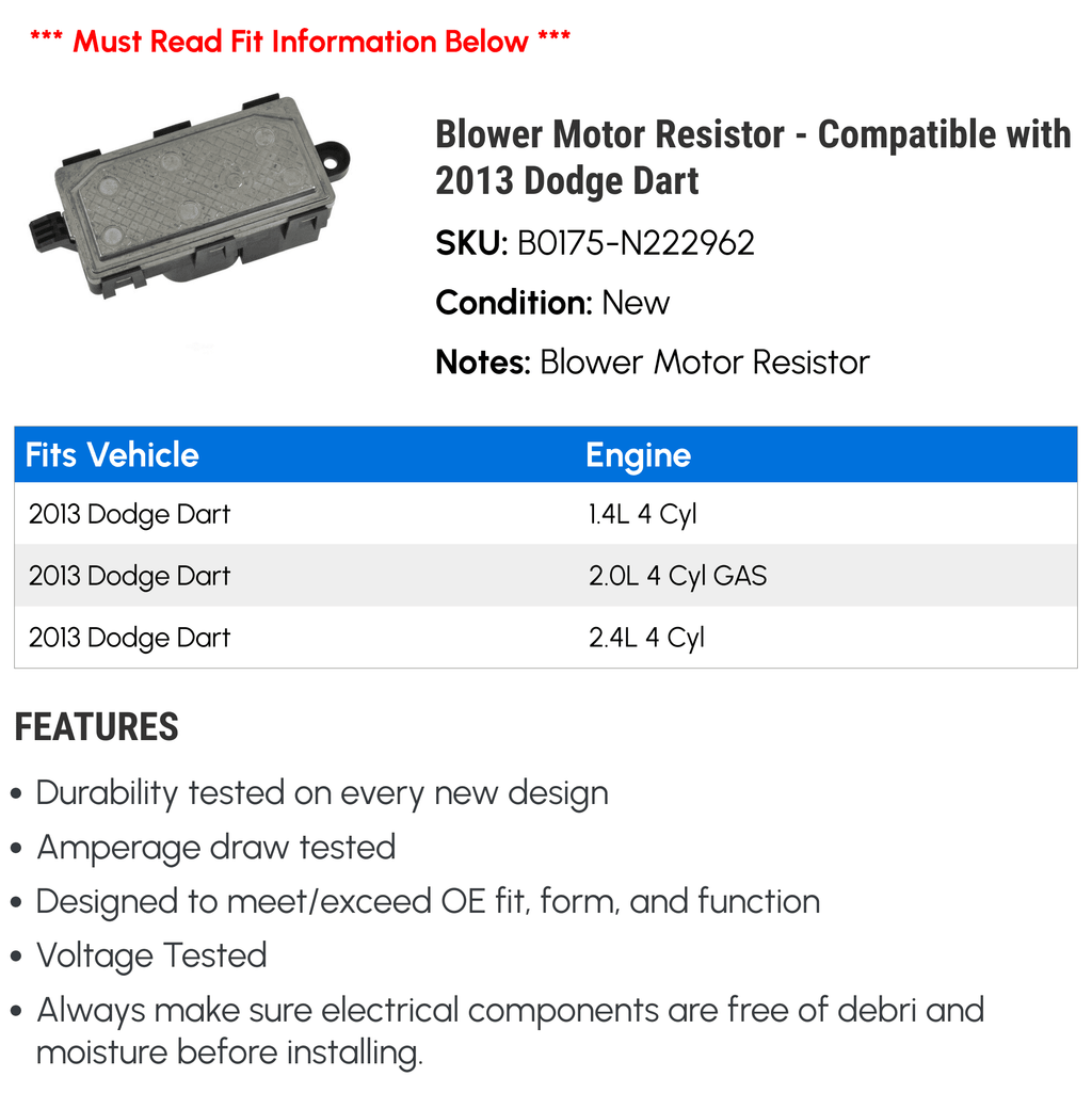 Blower Motor Resistor I64517