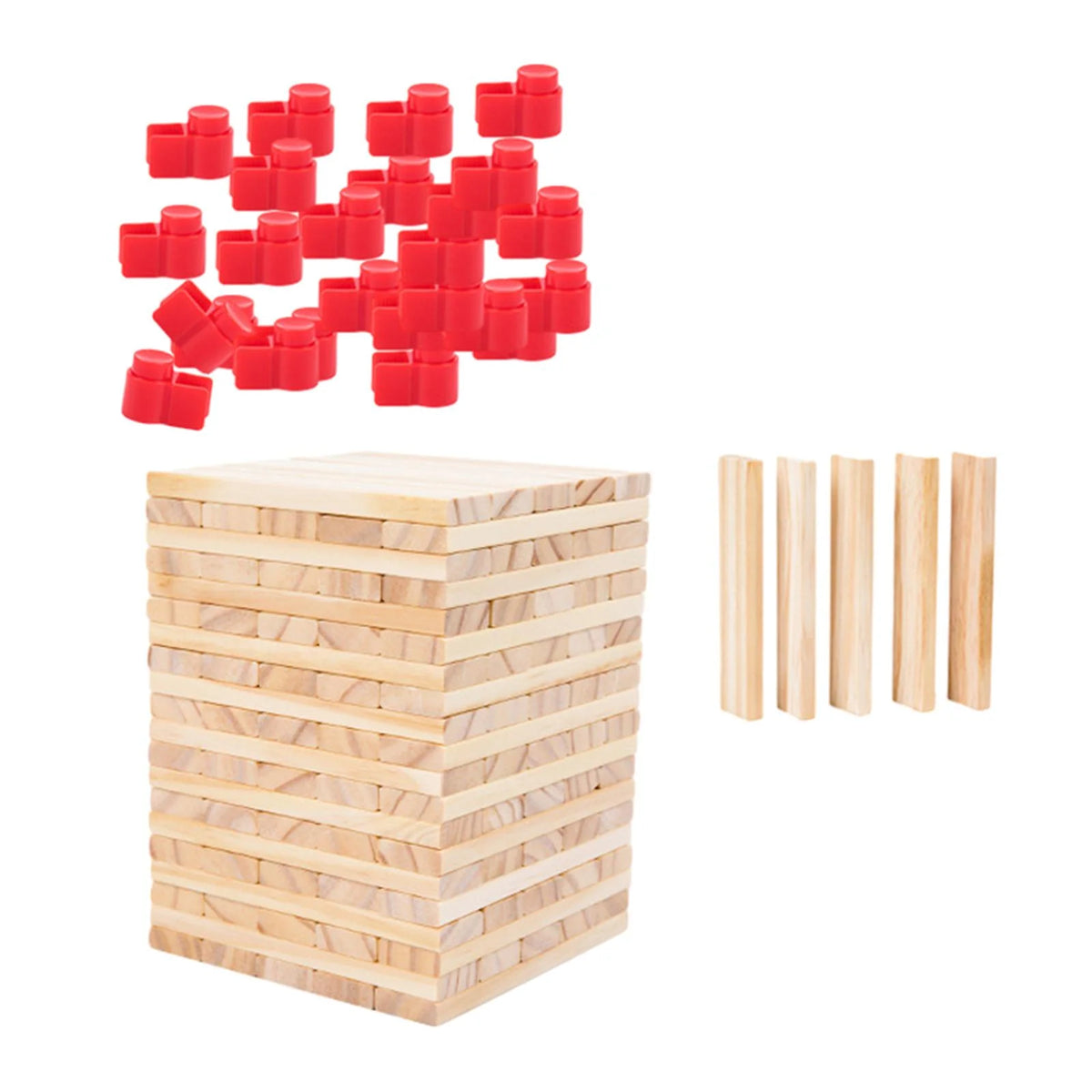 100 Pieces Wooden Blocks Stacking Game Building Kits Board Games W4936