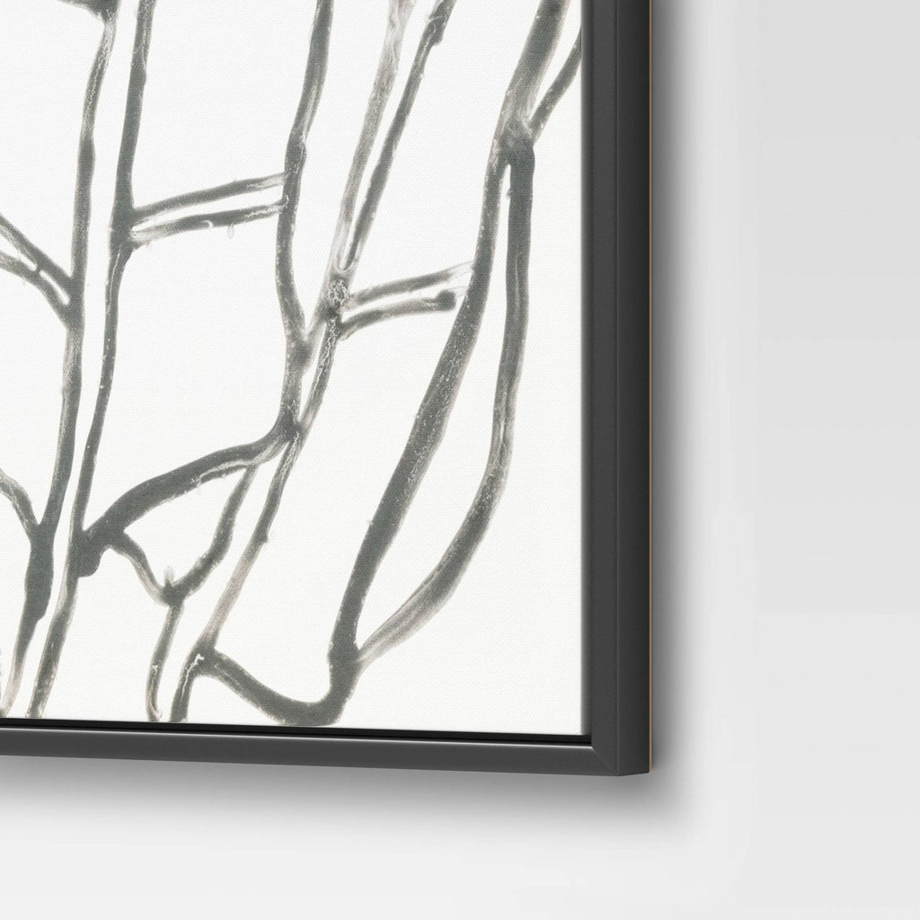 Botanical Sketch Framed Wall Canvas White/Black A973399
