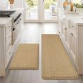 Beige Cushioned Anti-Fatigue Kitchen Mats 2PCS 17.3"x28" 17.3"x47" G96855
