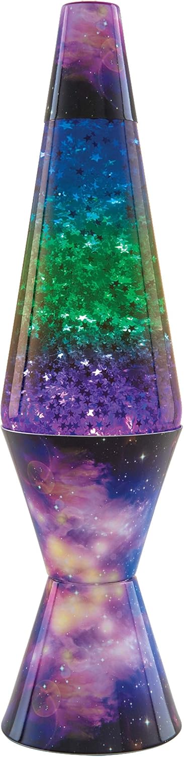 14.5-inch Silver Glitter Clear Liquid Tri-Colored Globe Decal Base Lava Lamp A2608
