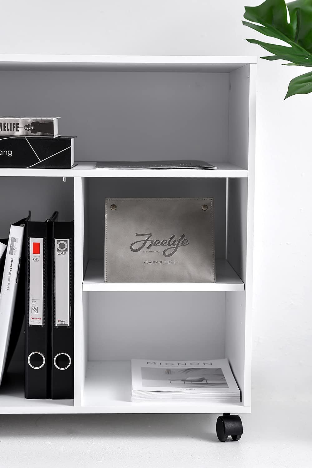 Mobile File Cabinet with Wheels and 3 Open Shelves G83995