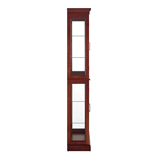 70" Tall 6-Shelf Curio Cabinet with 4 Tempered Glass Doors and Adjustable Storage Shelves (Oak) I570915