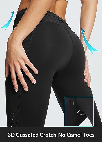 Women's Fleece Lined High Waisted Water Resistant Thermal Warm Winter Leggings with Pockets G164053