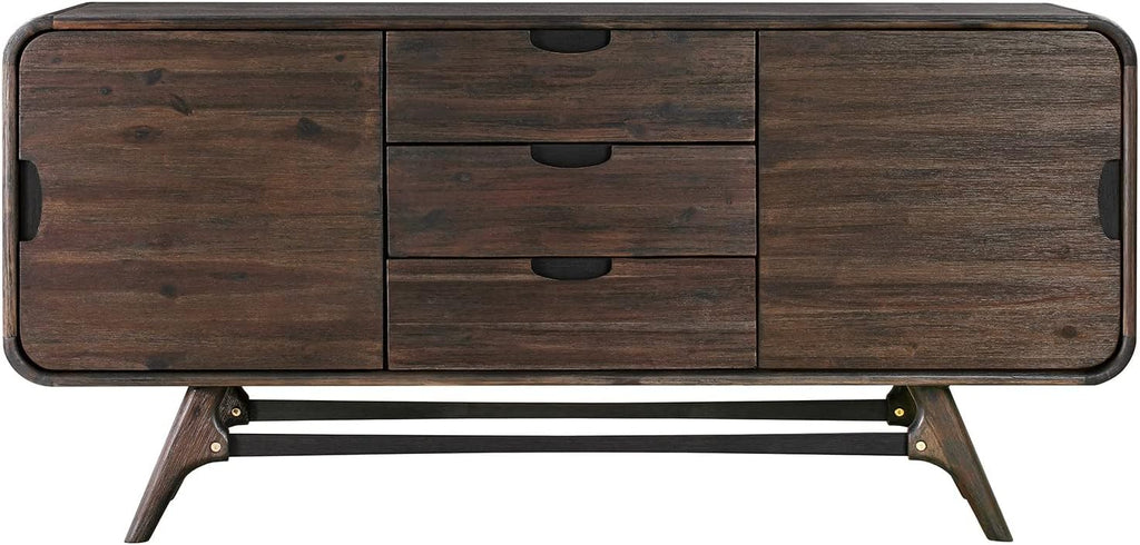 Brown 65 Inch Serving Cabinet with 3 Drawers O653