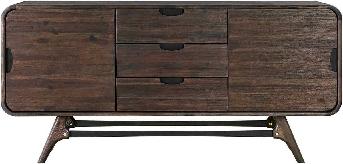 Brown 65 Inch Serving Cabinet with 3 Drawers O653