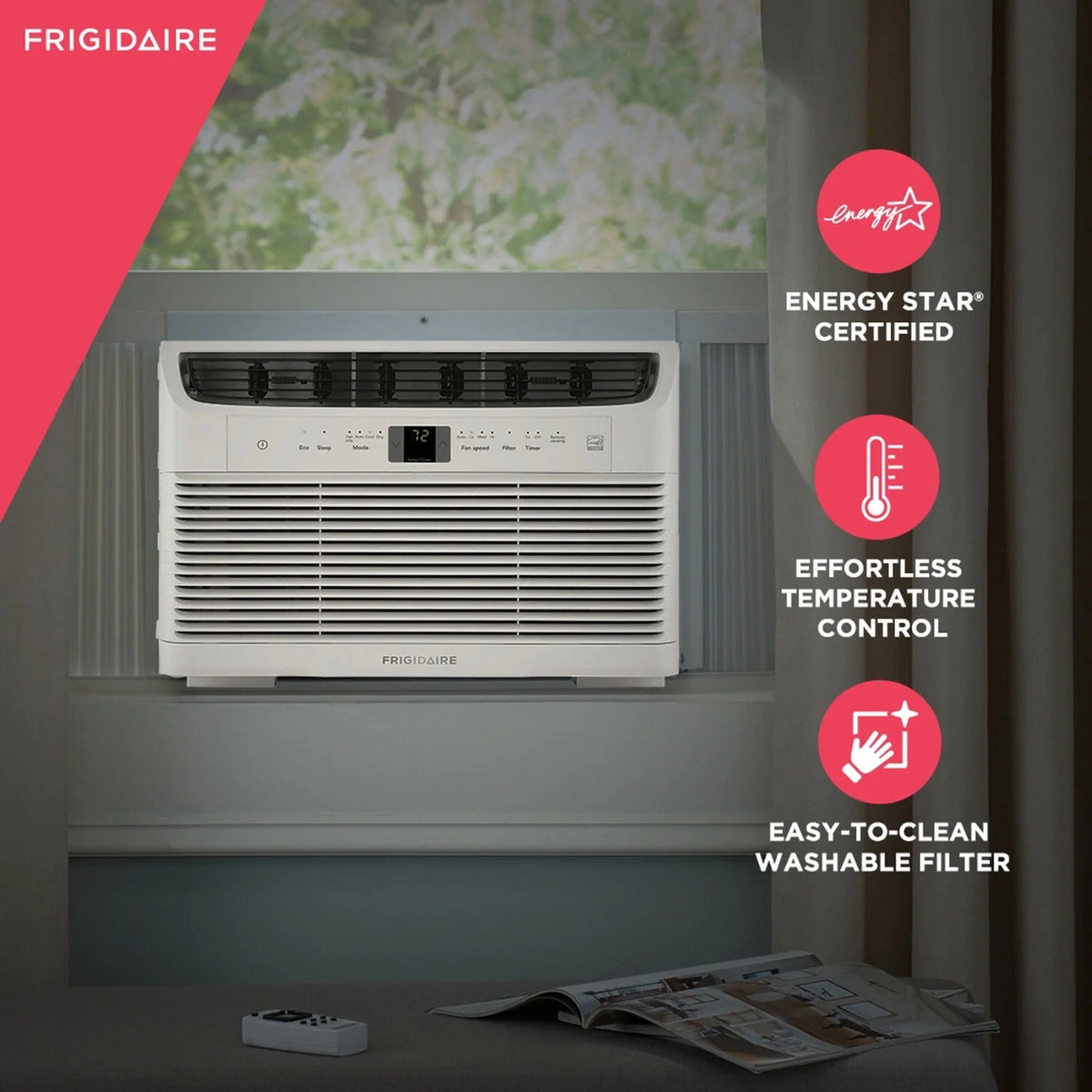 5,000 BTU Window-Mounted Air Conditioner with Remote Control, White Y658028