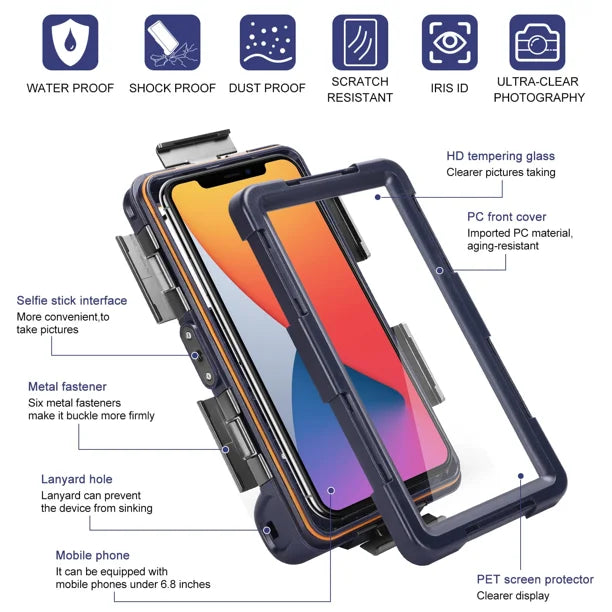 Waterproof Protective Case for Phones Up to 6.9 Inch O868