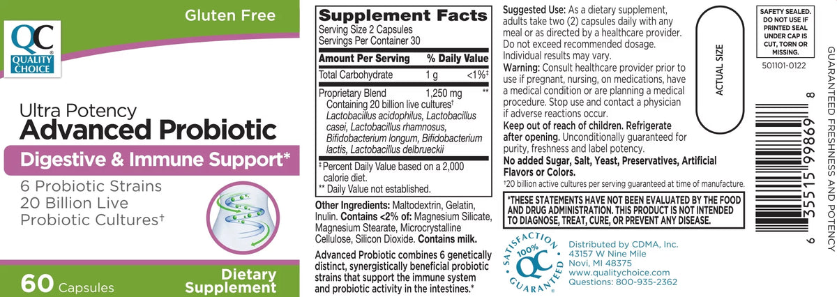 Probiotic Digestive & Immune Support Capsules, 60 Count C280