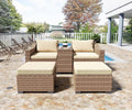 5-Piece Wicker Outdoor Sectional Sofa Set with Ottoman E919