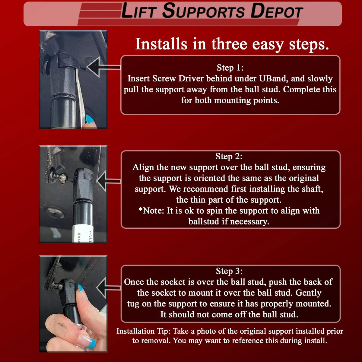 Qty 2 Hood Lift Supports Struts Gas Shock N4441