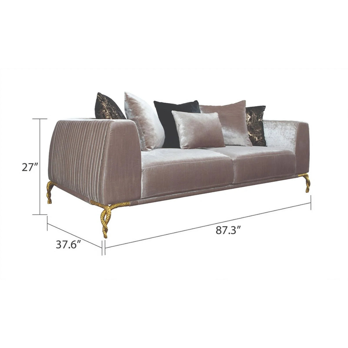 Ivory Velvet 2PC Living Room Set with Wood Z78256