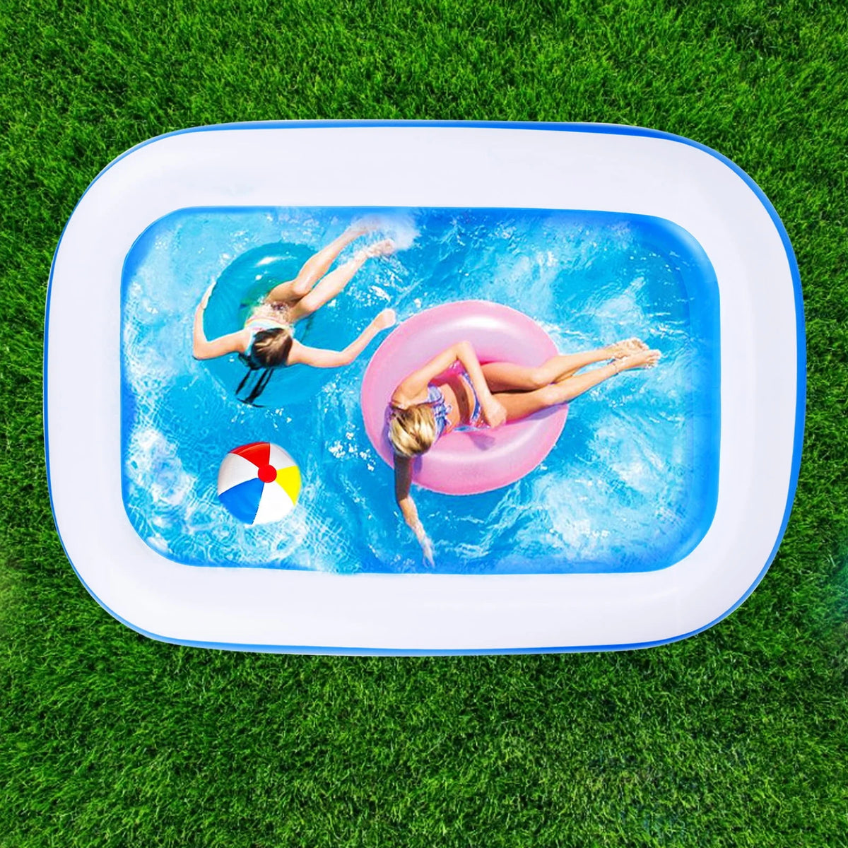 Inflatable Kiddie Pool 71 x 51 x 24 Rectangle Swimming Pool L957957