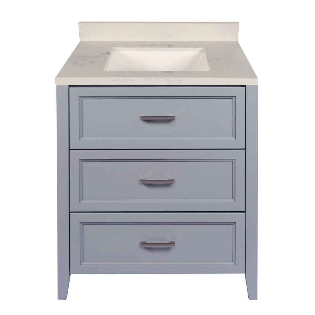 Espresso Bath Vanity with White Cultured Marble Top with Backsplash Z469