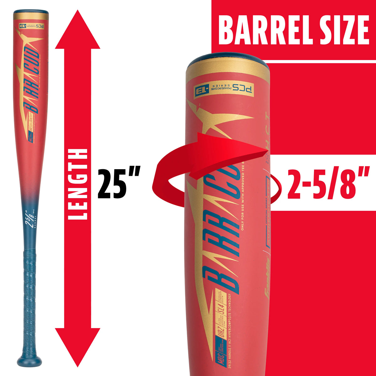 Kids Baseball Teeball Bat 25 Inches 12oz Red G2288