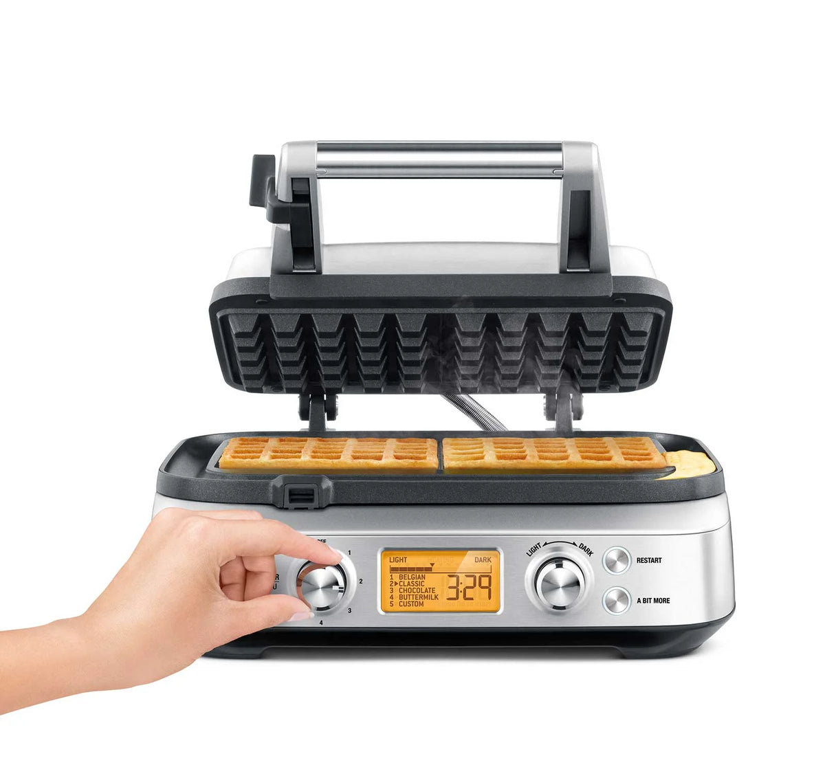 Brushed Stainless Steel 2 Slice Waffle Maker Y4528
