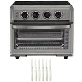 Black Stainless Steel AirFryer Toaster Oven with Grill and 6-Piece Steak Knife Set S9536