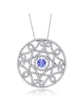 Blue Tanzanite Filigree Pendant Necklace with 18 inch Chain Z998