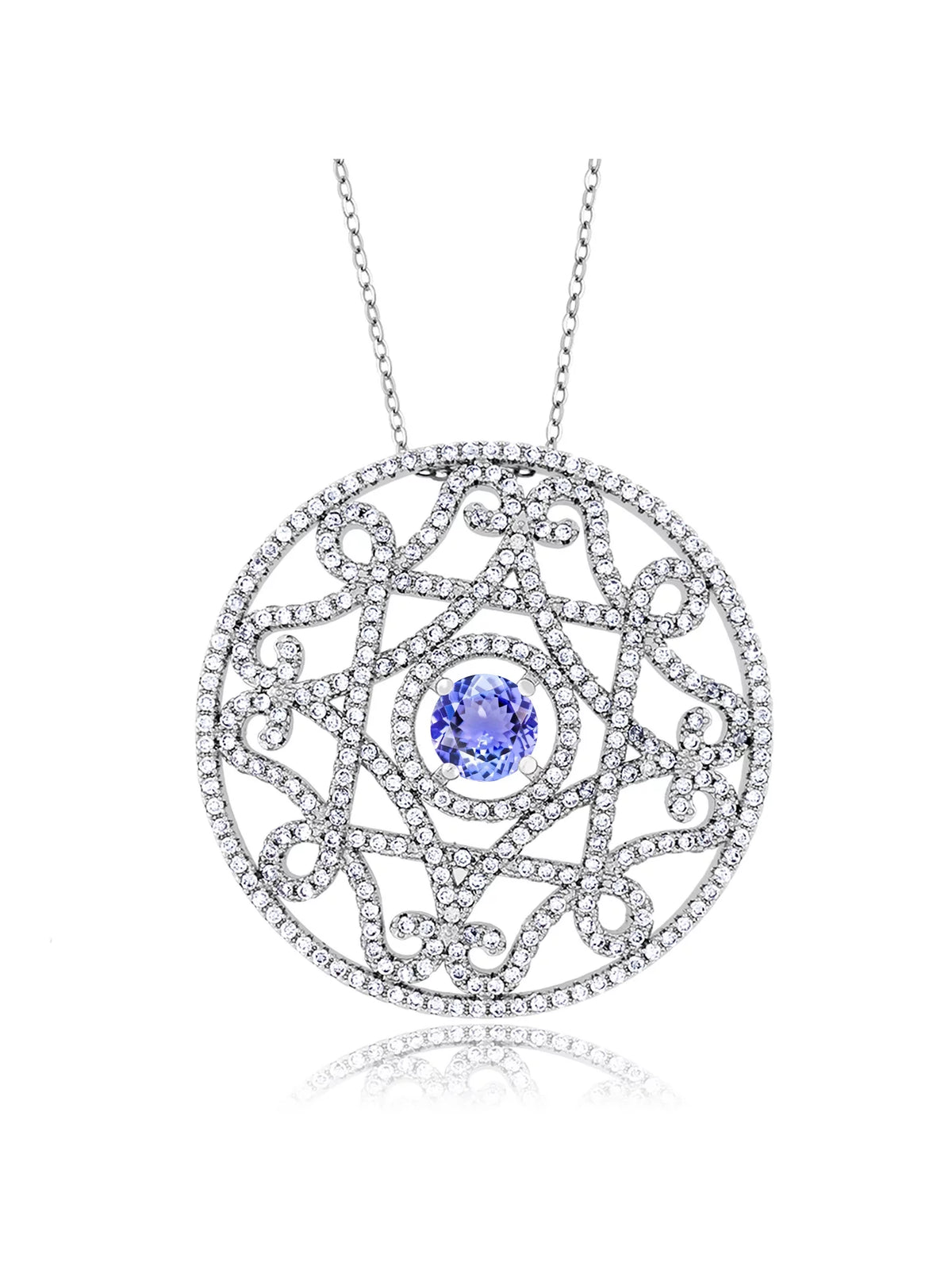 Blue Tanzanite Filigree Pendant Necklace with 18 inch Chain Z998