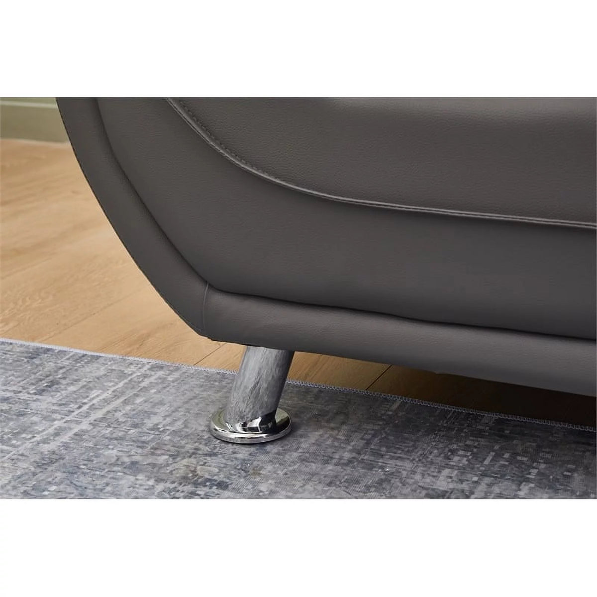 Gray Faux Leather Sofa with Pillow Armrests M86405