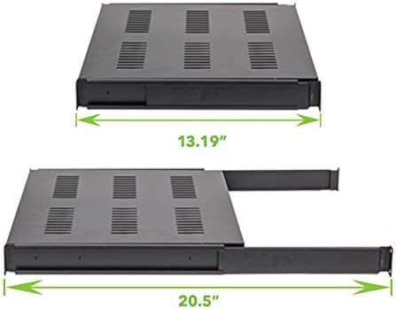 1U 19-Inch Sliding Network Cabinet Shelf Black P26122