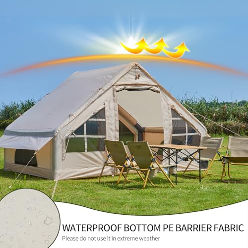 Inflatable Tent with Pump, 4-6 Person Instant Camping Tents, Waterproof with Mesh Windows C63205