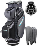 Golf Cart Bag with 14 Way Divider Top, 8 Pockets, Cooler Pouch, Rain Hood, Dust Cover, Detachable Single Strap Y47814