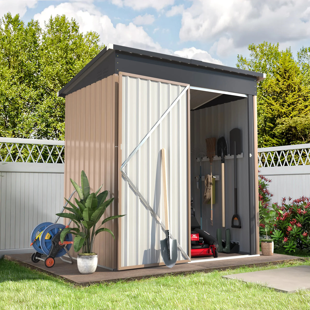 5 x 3 ft. Metal Steel Storage Shed with Sliding Roof & Lockable Door W9722