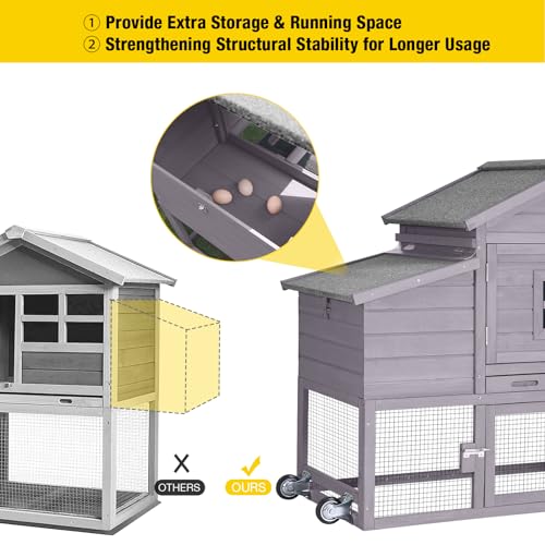 Large Mobile Chicken Coop with Wheels U34209