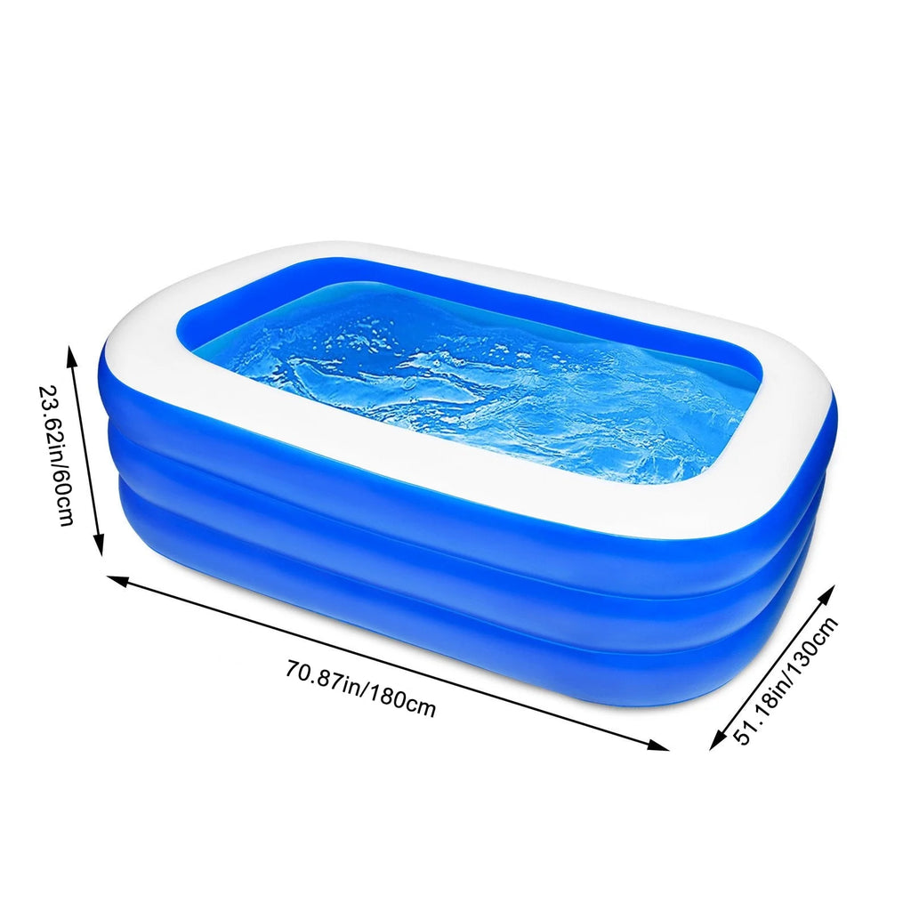 Inflatable Kiddie Pool 71 x 51 x 24 Rectangle Swimming Pool L957957