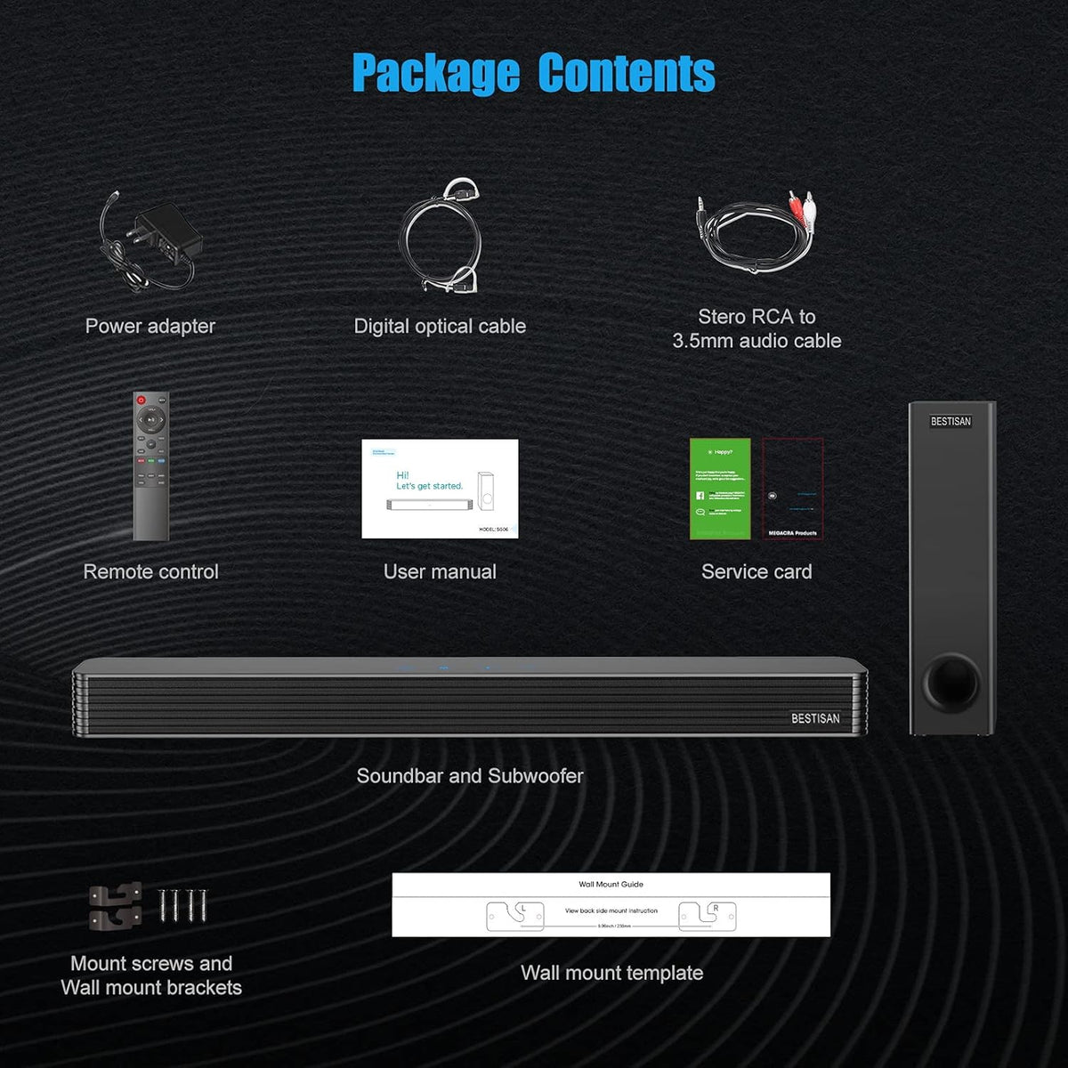 150W Wired & Wireless Bluetooth Sound Bar with Subwoofer C645