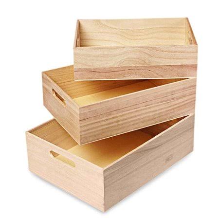 3 Pcs Paulownia Handle Wood Tray Set F9792