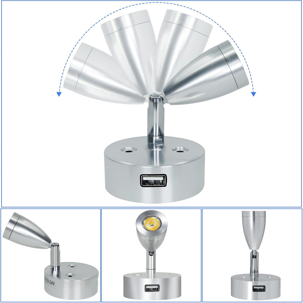 4PCS DC12-24V LED Reading Lamp with USB Port R5098
