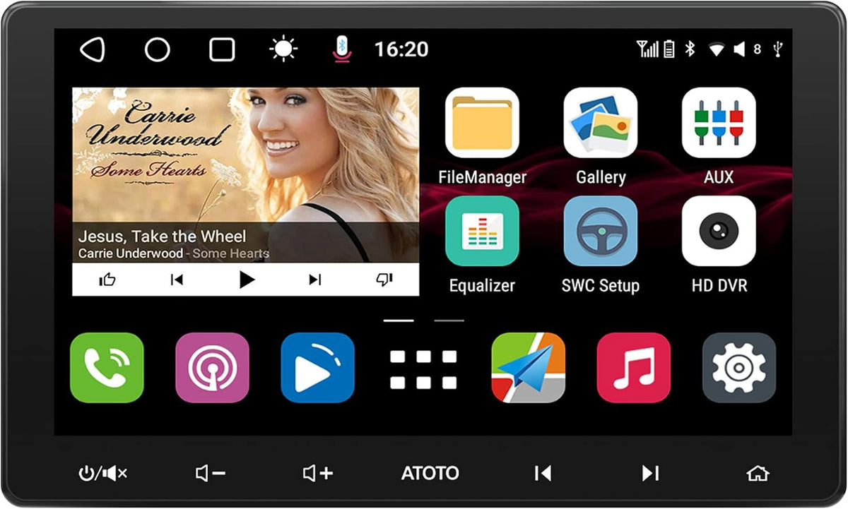 10 inch Double-DIN Android Car Stereo with Wireless CarPlay X6442