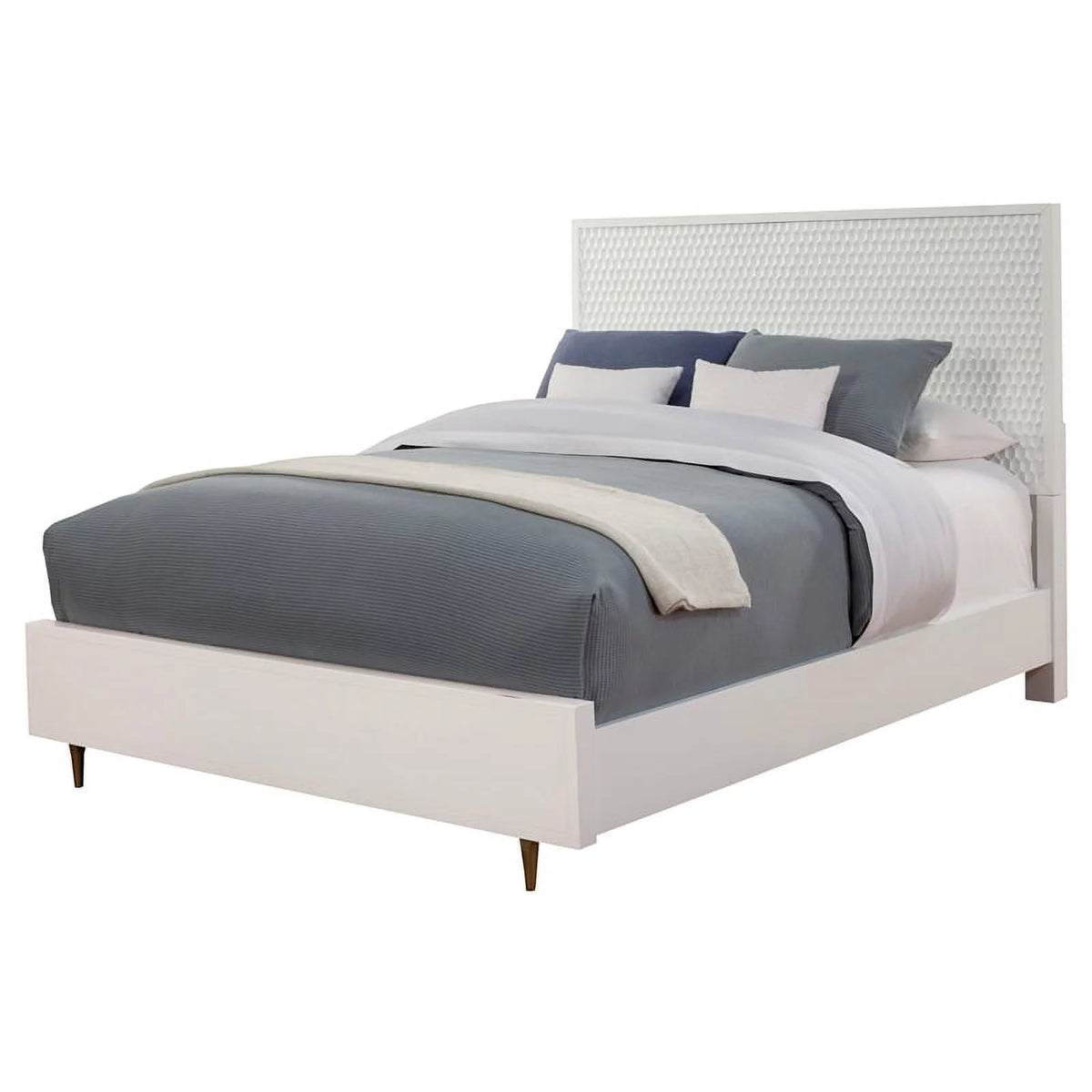 White Full Panel Bed & Bedroom Vanity 2-Piece Set I745309