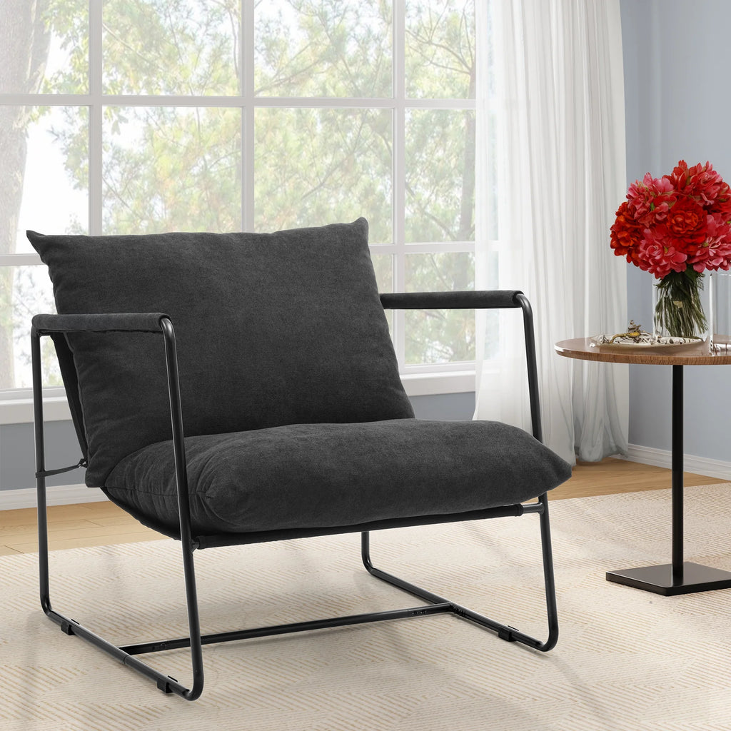 Dark Grey Linen Accent Chair Z802707