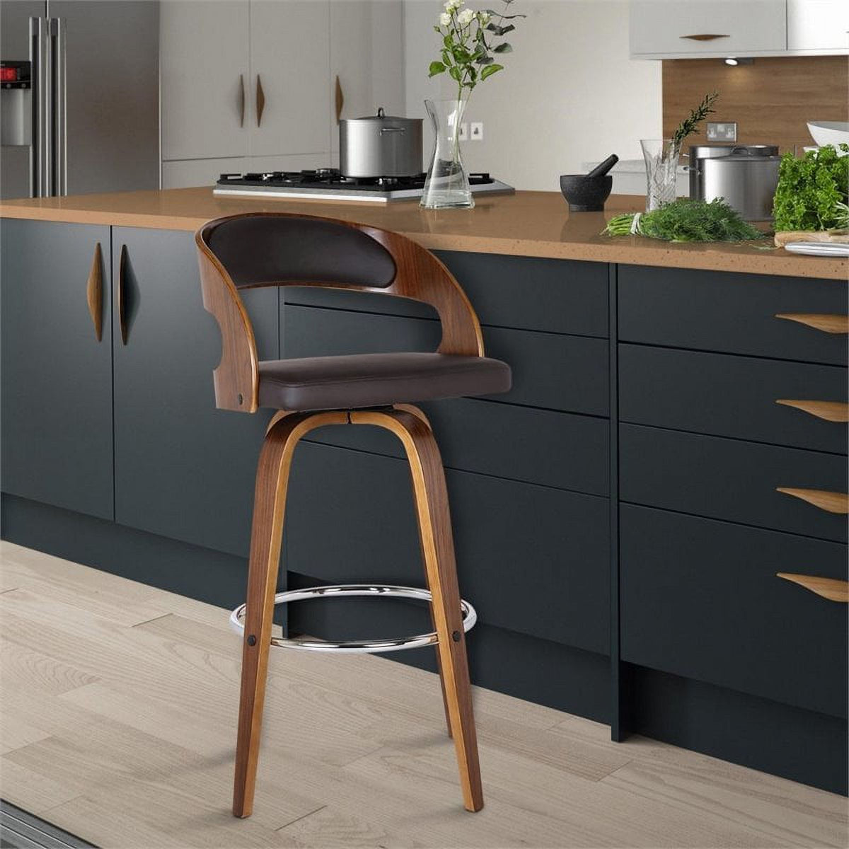 26" Faux Leather Counter Stool in Brown H585272
