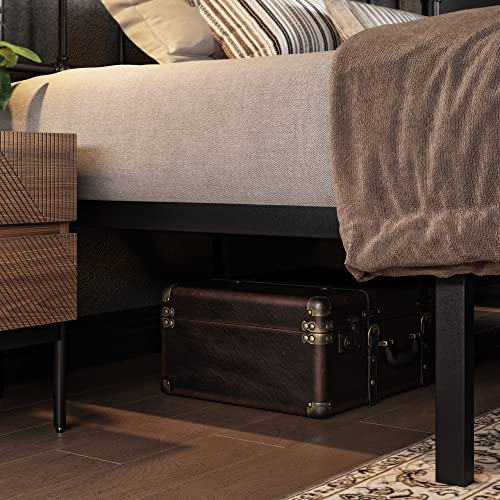 Full Size Black Metal Platform Bed Frame with Headboard and Footboard E702090