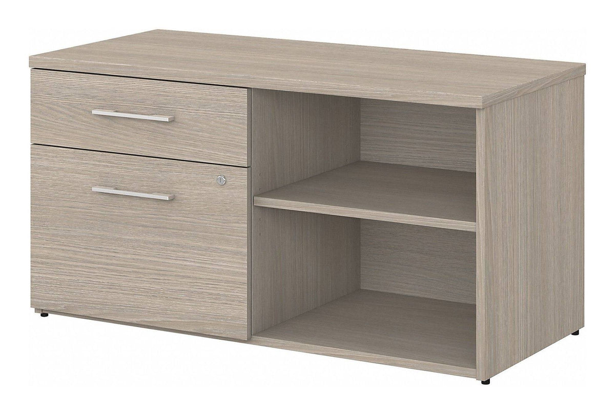 Sand Oak Low Storage Cabinet with Drawers and Shelves X159672