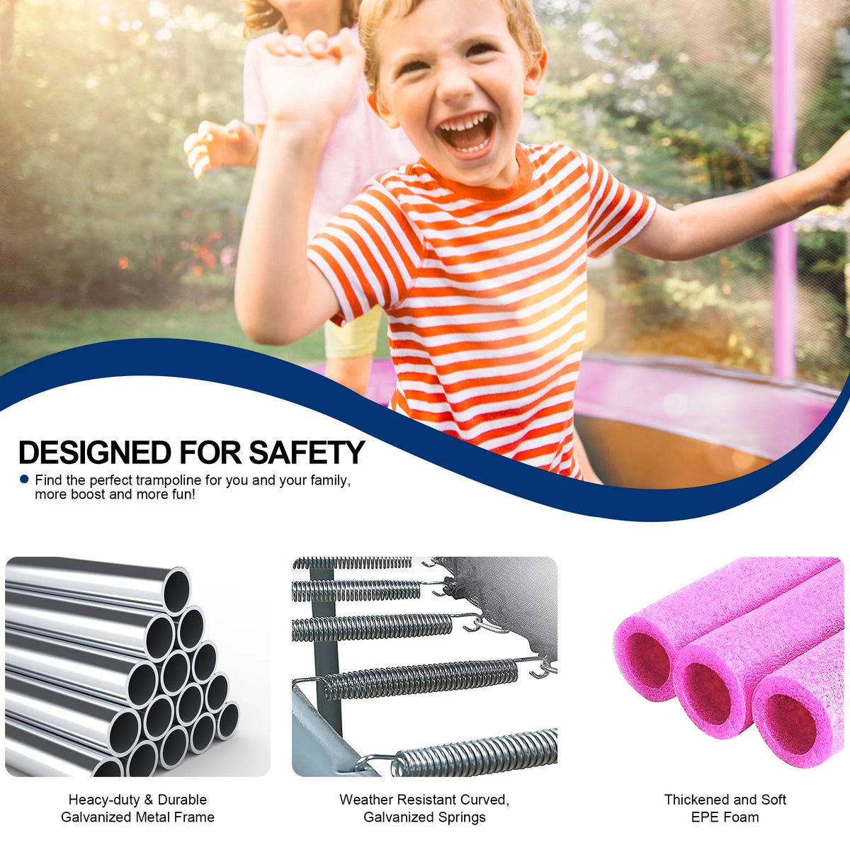 14 ft Rectangle Trampoline with Enclosure Net and PVC Spring Cover Padding A121
