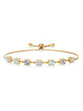 18K Yellow Gold Plated Silver Sky Blue Aquamarine Lab Grown Diamond Tennis Bracelet with Moissanite N2142