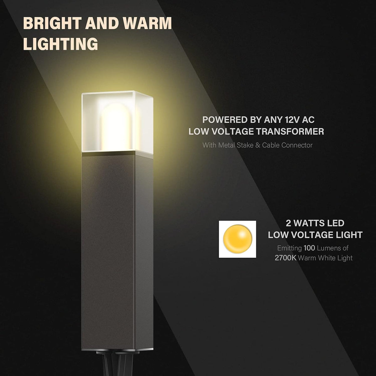 2W LED Pathway Lights Die-Cast Aluminum Warm White 8Pack R194