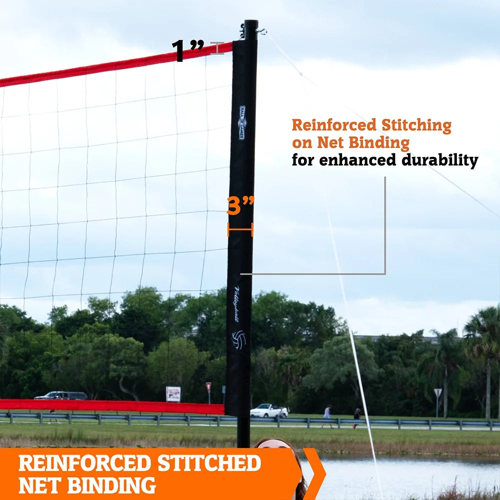 32-ft Outdoor Volleyball Net with Adjustable Steel Poles and Ball P93940