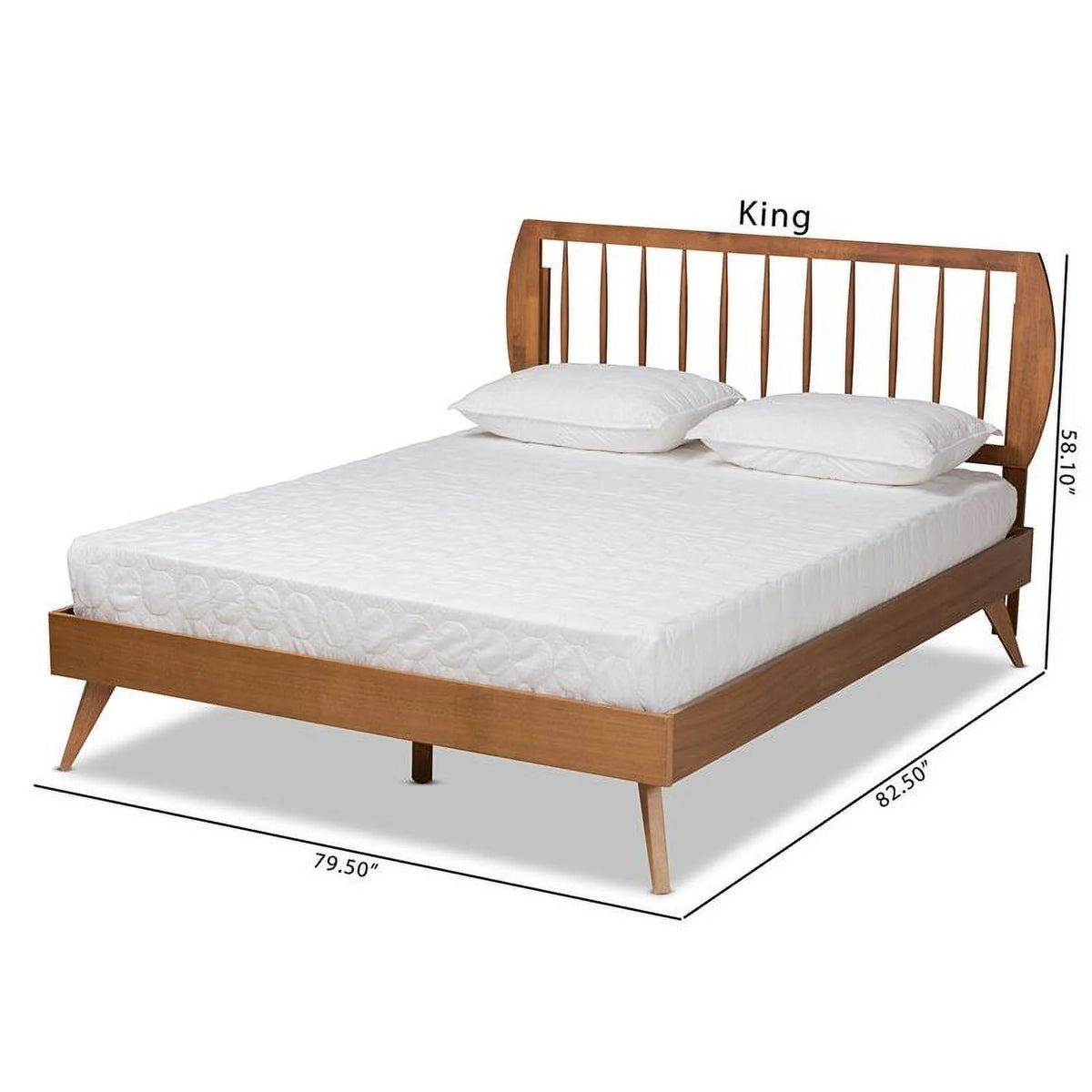 Walnut Brown Wood King Size Platform Bed P116678